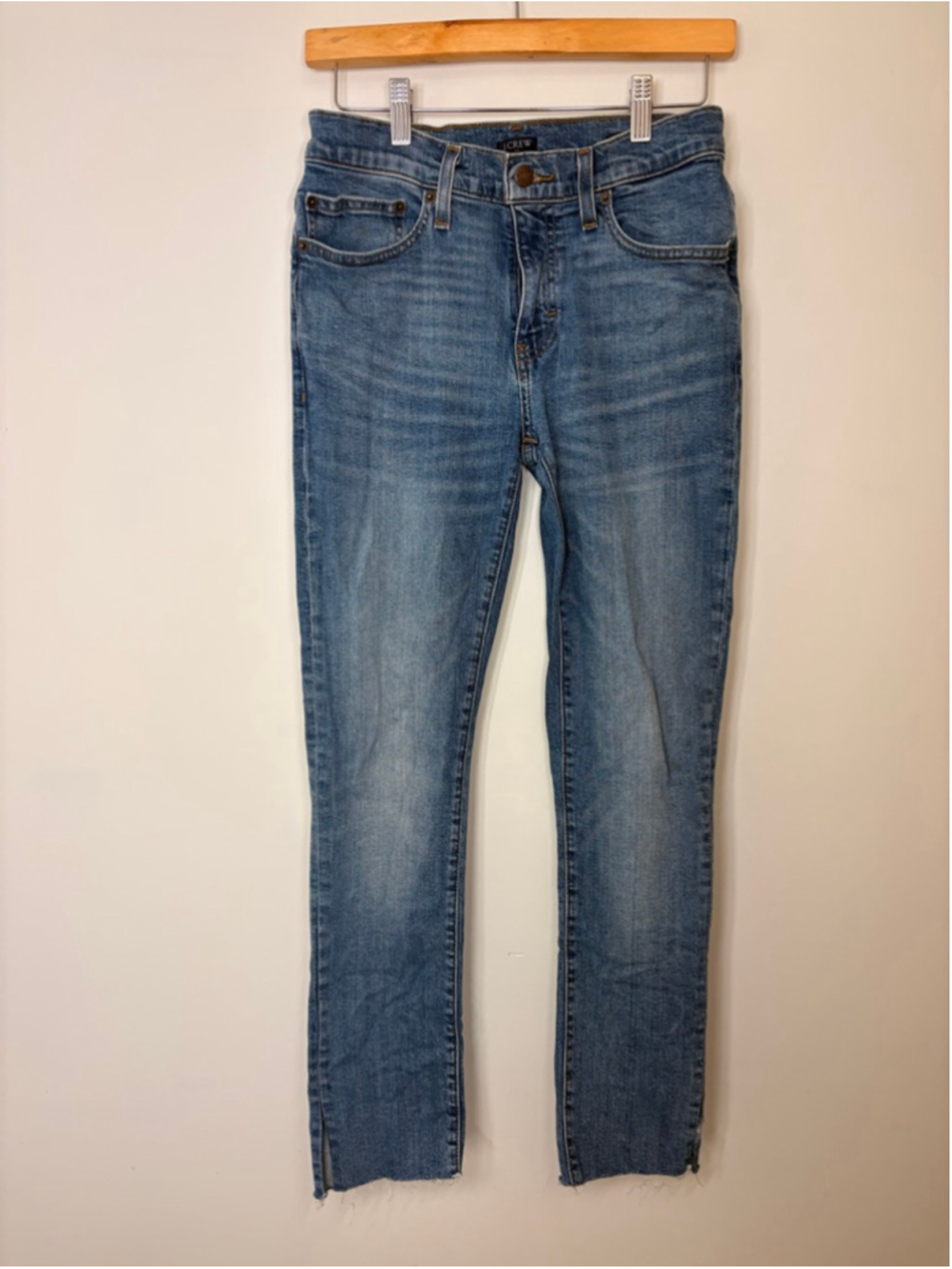 J.Crew Flex Jeans Mens 28x26 Light Wash Slim Denim Stretch Raw Hem Casual - Picture 1 of 4
